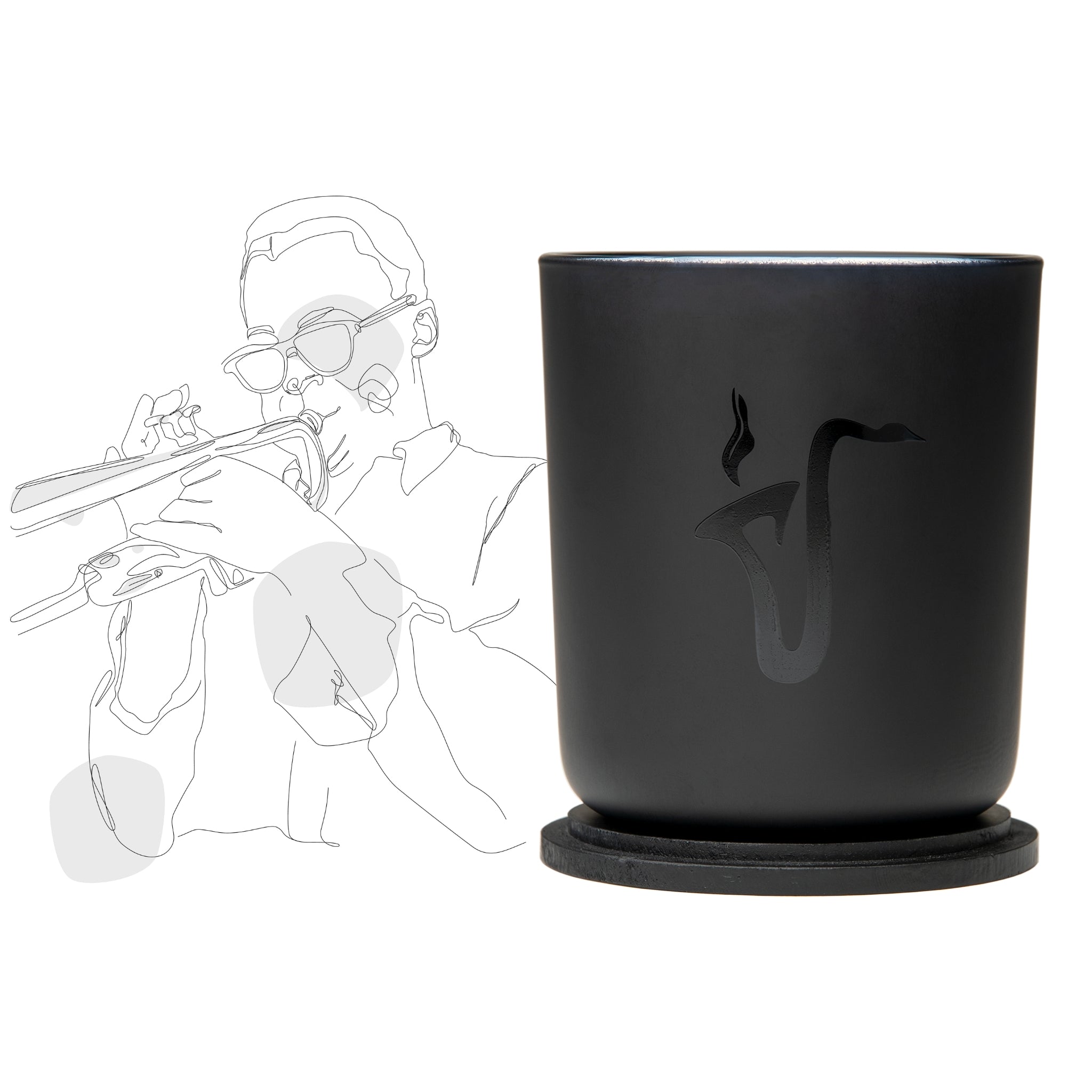 OLPHACTORY CANDLES, Classic Black 14oz., Matte Black Glass Candle, front view